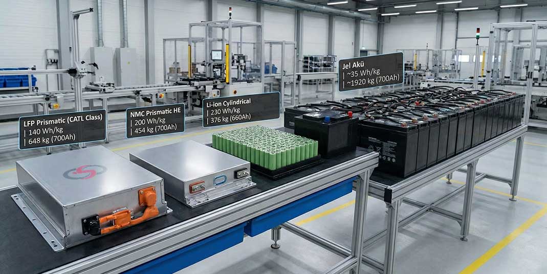 Jel, LFP, NMC ve Li-ion karşılaştırması